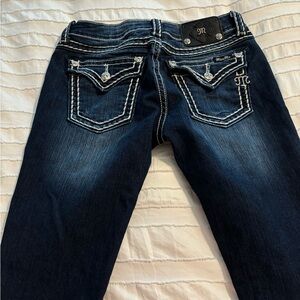Miss Me Blue Boot Cut Jeans with Decorative Stitching